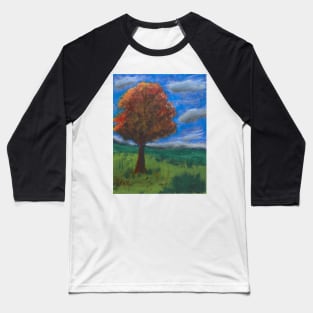 Lone Autumn Tree Baseball T-Shirt